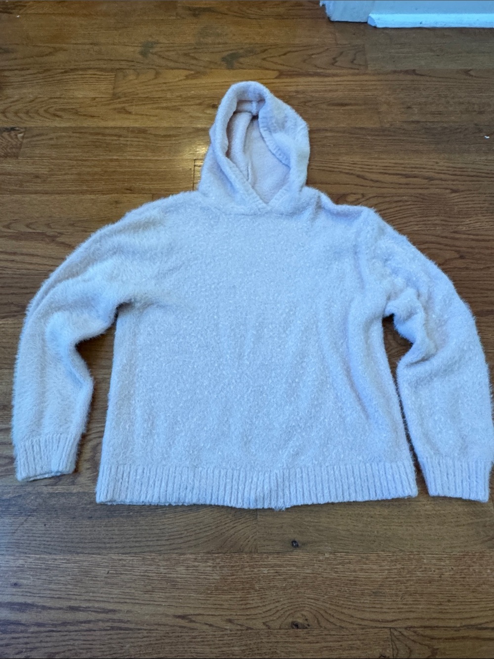 H&M Cream Fuzzy Hooded Sweater